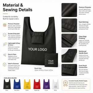 Bolsa de Compras Reutilizable Plegable Ecológica Personalizada de Nailon y Poliéster con Asa de Cuerda y Diseño Reciclable - Product Image 5