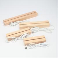 Base de lampe de nuit LED 3D DIY en bois massif avec lumière blanc chaud et chargement USB