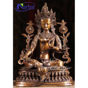 Conception personnalisée Métal Bronze Buda <span class=keywords><strong>Bouddha</strong></span> Sculpture <span class=keywords><strong>Tara</strong></span> verte Statue en laiton pour la décoration de la maison - Product Image 1
