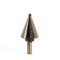 Lot de 5 forets étagés en acier inoxydable pour perçage de métaux, kit de forets pagode à trou triangulaire jaune torréfié, boîte en aluminium 1