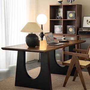 Bureau en bois massif couleur noyer, grande planche, multifonctionnel, bureau d'étude et d'ordinateur - Product Image 4