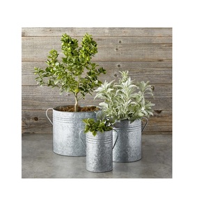 Planteur de fleurs en fer, décoration de dentelle, support mural en fer métallique suspendu, seau - Product Image 1