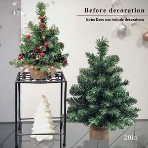 <span class=keywords><strong>Mini</strong></span> <span class=keywords><strong>sapin</strong></span> de Noël artificiel pré-éclairé de 20 pouces, 20 lumières LED blanc chaud, fonctionne sur piles, base <span class=keywords><strong>en</strong></span> toile de jute écologique, pour bureau - Product Image 4