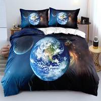 Ensemble de housse de couette en polyester personnalisée à prix réduit Planet Galaxy Earth Housse de couette Ensemble de literie