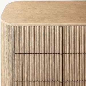 <strong>Eminent</strong> Modern American Heritage Oak Dresser Cabinet 6-Drawer Triple Chest Dressing <strong>Table</strong>, Luxury Fluted Stately Hardwood Vanity - Product Image 3