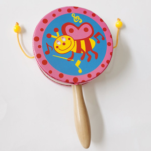 Wholesale Colorful Cartoon Wooden Rattle <b>Drum</b> <b>Hand</b> <b>Drum</b> Musical Instrument Toy Orff Percussion Instrument for Kids Playing - Product Image 4