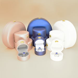 Factory wholesale crown brushed PU leather packing box, half round box, creative jewelry box ring box pendant box bracelet box
