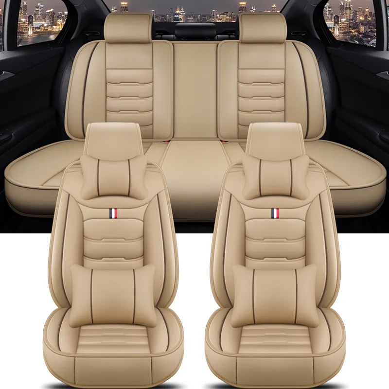 Ensemble complet de housses de sièges de voiture universelles en cuir PVC avec housse de coussin de siège de voiture