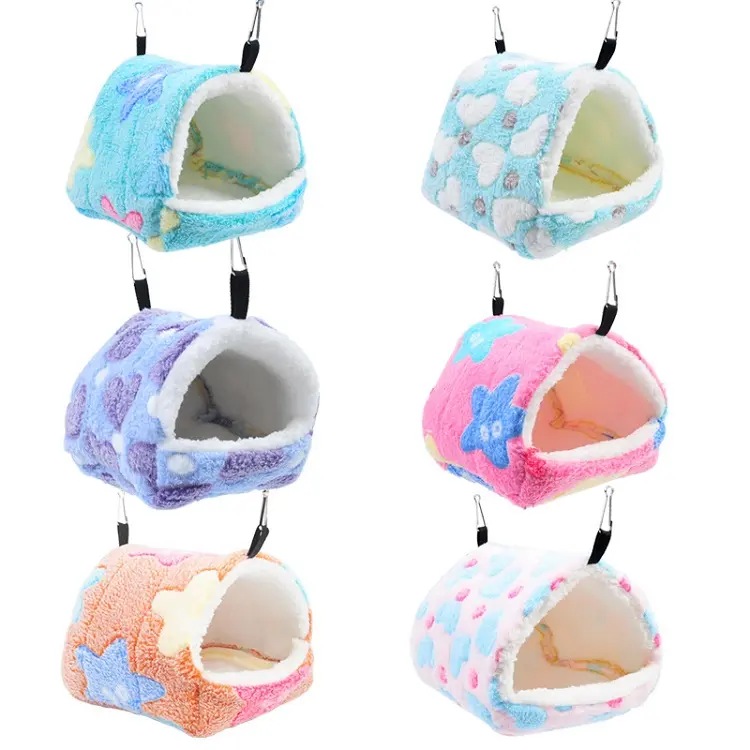 Wholesale rats cotton guinea pig accessories warm soft printed hammock sleeping hamster bed guinea pig house