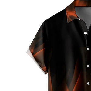 Men's Hawaiian <b>Shirts</b> Loose Short Sleeve Breathable Beach Resort Custom Logo Silk Screen Printed Stand Collar ODM Supply - Product Image 4