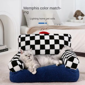 Hot Selling Portable Blue Dog Couch <b>Bed</b> <b>Sofa</b> Easy Clean Deluxe Rectangle Cushion <b>Bed</b> Modern Classic Style Packed in Carton - Product Image 2