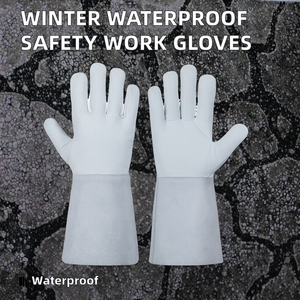 ถุงมือทำงานกันหนาวบุผ้าฝ้ายสีน้ำเงิน  แบบสองชั้นเคลือบยางลาเท็กซ์กันน้ำ เนื้อสัมผัสเรียบ - Product Image 2