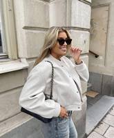 Veste bomber courte à manches longues décontractée pour femmes, douce et respirante, automne/hiver