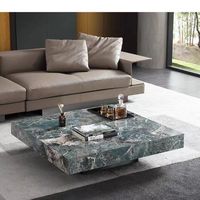 Table basse carrée en marbre durable, design moderne nordique, mobilier de salon de villa, luxe