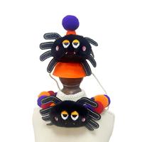 Ensemble collier et chapeau pompon pour animaux de compagnie Halloween – Décoration citrouille et fantôme pour chats et chiens – Accessoires de costume de fête