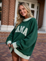 Sweatshirt Wanita Mockneck Kustom Gaya Barat Bahan Fleece Katun Tebal Ukuran Oversized