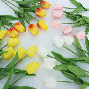 ดอกทิวลิปจิ๋วประดิษฐ์ ช่อดอกไม้สีเหลืองส้ม สำหรับตกแต่งงานแต่งงานและบ้าน ดอกไม้ผ้าไหม ต้นไม้ปลอม เทคโนโลยีการปั๊มนูน - Product Image 2