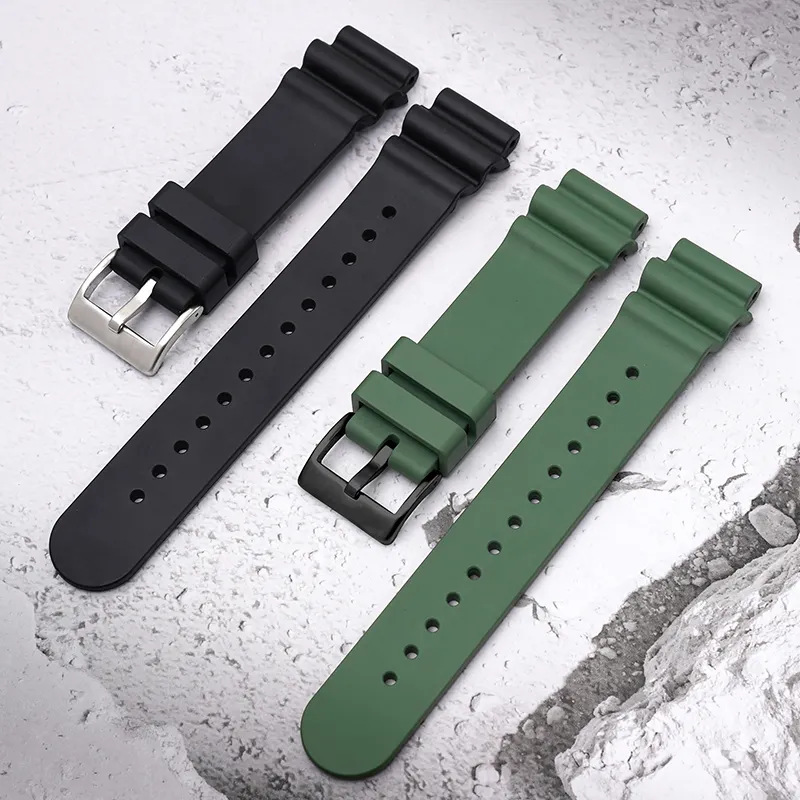 Fkm Rubberen Horlogebandje Duiken Horlogebandjes Voor Seiko Zwart Groen Water Ghost 20Mm 22Mm Trope Fluor Rubber Horlogebandjes