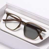Nouvelles Lunettes Photochromiques Anti-Lumière Bleue Tendance 2025 pour Hommes – Monture Carrée, Branches Effet Bois, Style Personnalisé