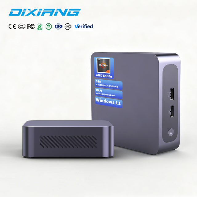DIXIANG Ryzen 5 5500U Small Desktop PC, 16GB DDR4 RAM, 1TB SSD, Vega 7 Graphics, Windows 11 for Business & Light Gaming