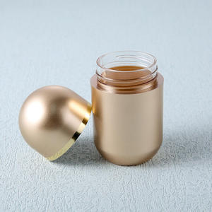 Flacon à pilules en plastique en forme de capsule avec bouchon à vis mat et anneau doré, conteneur de stockage personnalisé pour vitamines et médicaments - Product Image 4