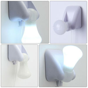 Mini lampe de nuit à cordon, 3 LED, fonctionne sur piles, interrupteur rond, éclairage décoratif portable pour la maison, pour table de chevet - Product Image 3