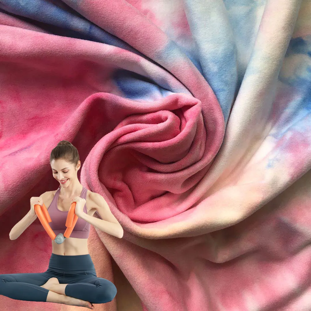 Tie Dye New Double Side 27% Spandex 73% Nylon Align Xà Cạp Yoga Mặc Vải Cho Phụ Nữ Chứng Khoán Rất Nhiều