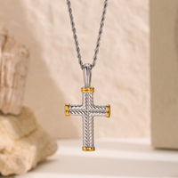 Collier croix 3D pour hommes et femmes, pendentif vintage tressé en acier inoxydable lisse, accessoire de niche
