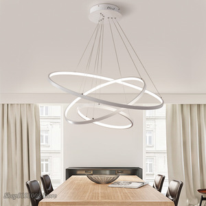 Moderno soggiorno sala da pranzo bianco oro nero cerchio anelli corpo <span class=keywords><strong>in</strong></span> <span class=keywords><strong>alluminio</strong></span> lampada a sospensione a Led decorazione per la casa <span class=keywords><strong>infissi</strong></span> - Product Image 2