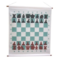 Planche de démonstration d'échecs en vinyle pliable en plastique de haute qualité facile à transporter avec des pièces d'échecs fendues pour l'apprentissage