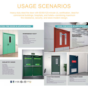 Portes coupe-feu commerciales en acier certifiées USA pour hôtels, modernes et sécurisées, double <span class=keywords><strong>porte</strong></span> extérieure en métal, résistance au feu 3 heures, <span class=keywords><strong>barre</strong></span> <span class=keywords><strong>anti</strong></span>-<span class=keywords><strong>panique</strong></span> - Product Image 3