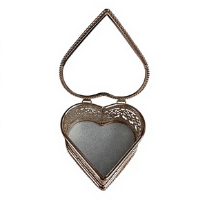 <b>Heart</b> <b>Shape</b> Metal Jewelry <b>Box</b> Customizable Designs Necklace Watch Gift <b>Box</b> Premium Glass <b>Box</b> Storage Container For Jewelry - Product Image 1