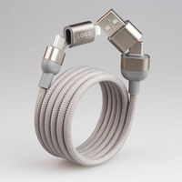Kabel Pengisian Daya Cepat Magnetik Universal 4 in 1 100W, Mendukung Transmisi Data dengan Antarmuka Tipe C dan L