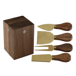 Acacia Wood <b>Cheese</b> <b>Knife</b> <b>Set</b> 5 Pieces Stainless Steel Magnetic Holder Durable For <b>Cheese</b> Serving - Product Image 3