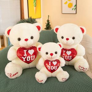 San valentino grande orso bianco con <span class=keywords><strong>cuore</strong></span> d'amore orsacchiotto LED <span class=keywords><strong>peluche</strong></span> personalizzato <span class=keywords><strong>peluche</strong></span> - Product Image 1
