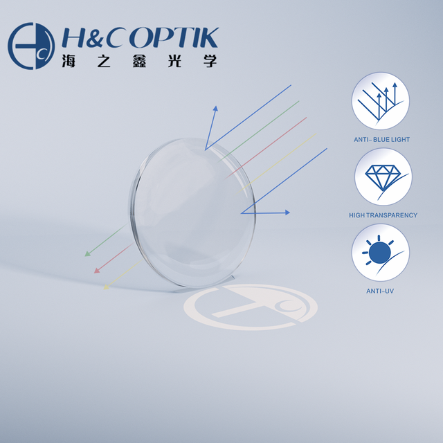 H&C Optik 1.56 Clear Blue-cut Photochromic SHMC  Optical Lenses 72mm Diameter