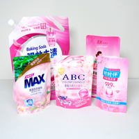 Sacs Doypack à fermeture éclair pour capsules de lessive, laminés, auto-scellants, roses, emballage personnalisé, vente en gros
