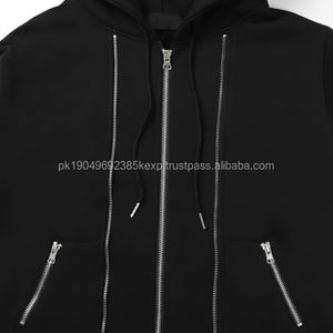 Sudaderas con capucha personalizadas para hombre, estilo casual, holgadas, con capucha, gruesas, 100% algodón, con doble cremallera - Product Image 1