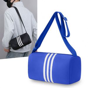 Sporty 3-Stripe Mini Barrel <b>Bag</b>, Lightweight Nylon Cylinder Crossbody <b>Bag</b> for Men Women, Casual Small Messenger Shoulder Pouch - Product Image 6