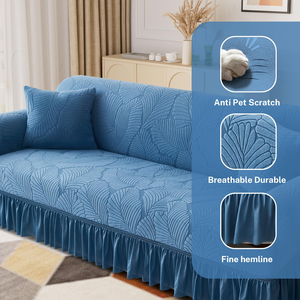 Housse de canapé en velours extensible, résistante aux animaux domestiques, durable, lavable, protège-meubles extensible, housse de coussin de canapé avec jupe - Product Image 4