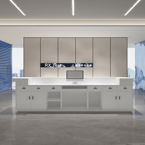 Mostrador de recepción de empresa minimalista moderno con luz LED, Bar de oficina pintado, tienda de ropa, centro comercial, cajero de Hotel - Product Image 5