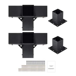 Pièces de support de pergola en acier noir, support d'angle à 3 voies à angle droit - Product Image 5