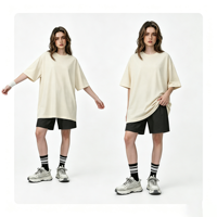 T-shirt en coton blanc délavé, style streetwear, coupe oversize à épaules tombantes, impression personnalisée de haute qualité, t-shirt épais pour homme