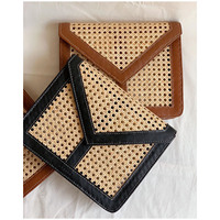 Tas Selempang Kulit Coklat Anyaman Rotan Buatan Tangan, Tahan Lama, Dapat Dilipat, Lembut, Vintage, Tas Selempang, Tas Messenger, Tas Jinjing Kasual, Tas Bahu untuk Perjalanan