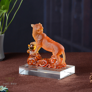 SAINT-VIEW Kristall Liuli Büro Geschenk Wohnzimmer Tier benutzer definierte Dekoration Tierkreis Tiger Bull Mouse Statuen - Product Image 1
