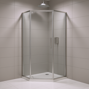 Cabine de douche semi-cadre chromée 34-1/8 x 72 à portes battantes Neo-Angle pour salles de douche - Product Image 2