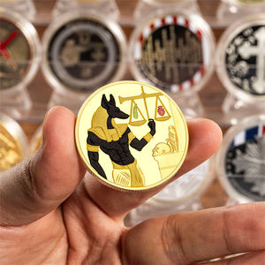 Antiguos faraones egipcios coloridos chapados en oro moneda coleccionable cabeza de <span class=keywords><strong>perro</strong></span> muerte Anubis Libra monedas conmemorativas de sabueso - Product Image 5