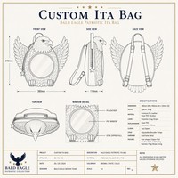 Sac à bandoulière léger personnalisé motif Aigle chauve, avec bretelles réglables, fermeture éclair supérieure, quincaillerie dorée et doublure à rayures drapeau