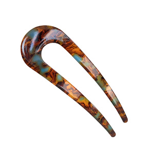 Épingle à chignon de luxe en acétate de cellulose à 2 griffes, motif coquillage minimaliste, pour coiffure quotidienne - Product Image 6