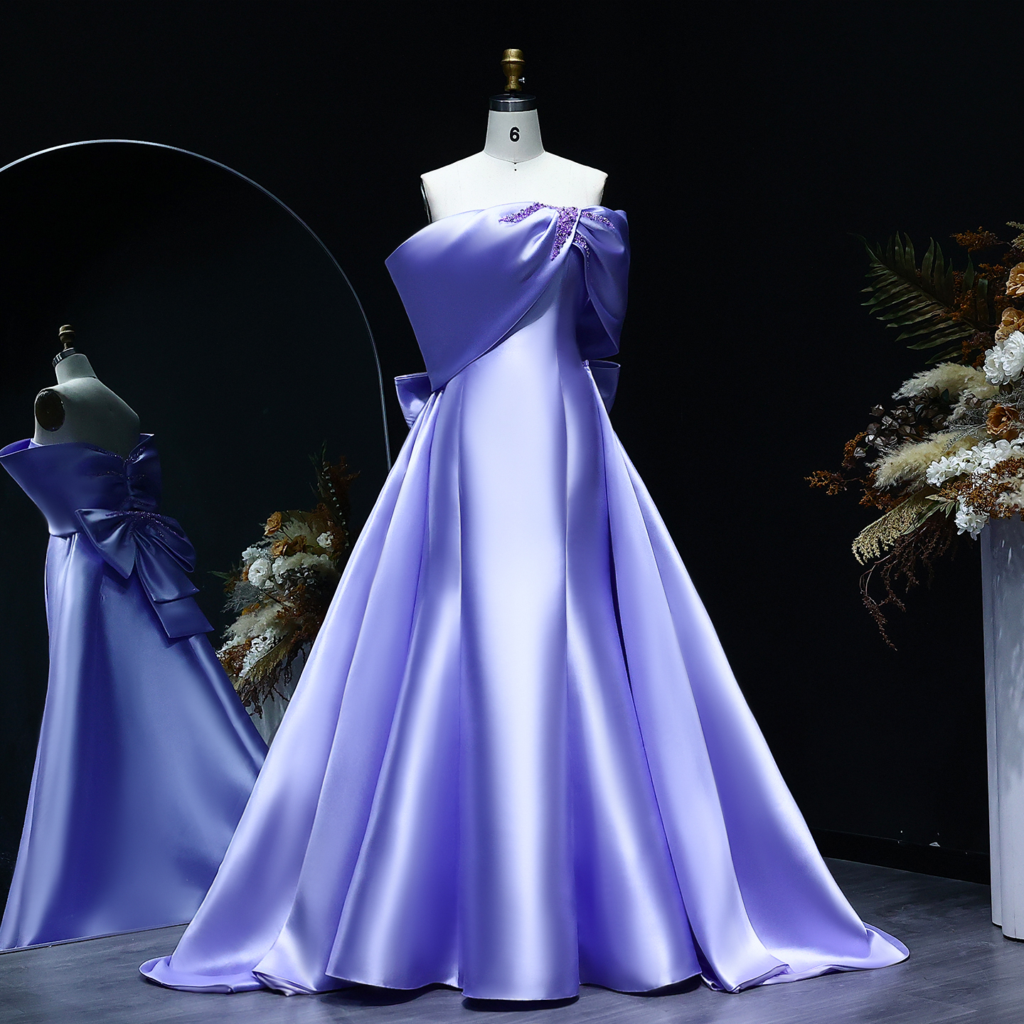 Purple Formal Evening Dress with Pearl - Elegant Beaded Gown Purple Formal Evening Dress with Pearl - Elegant Beaded Gown